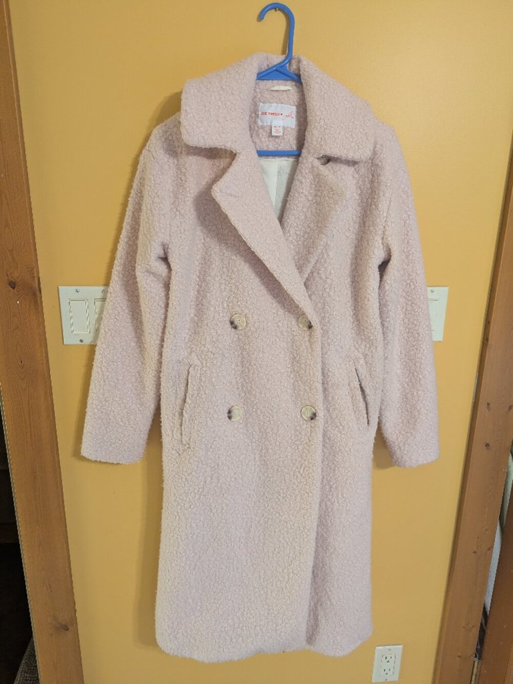 Jillian Harris xs long pink teddy bear coat euc